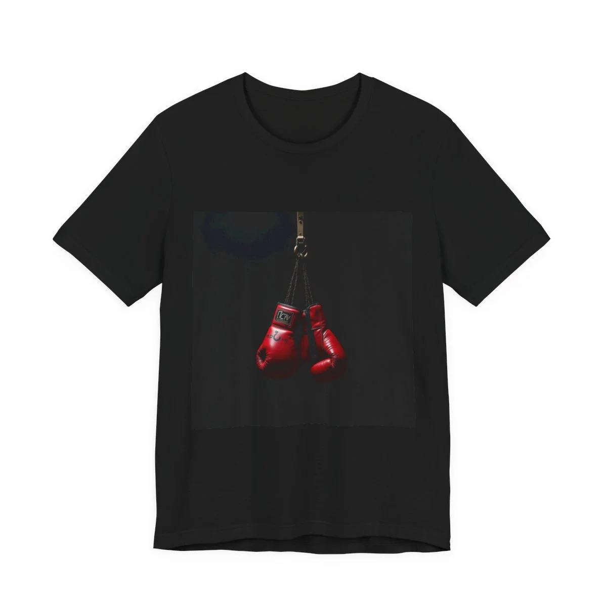Boxing gloves on wall hook, gritty gym fighter determination