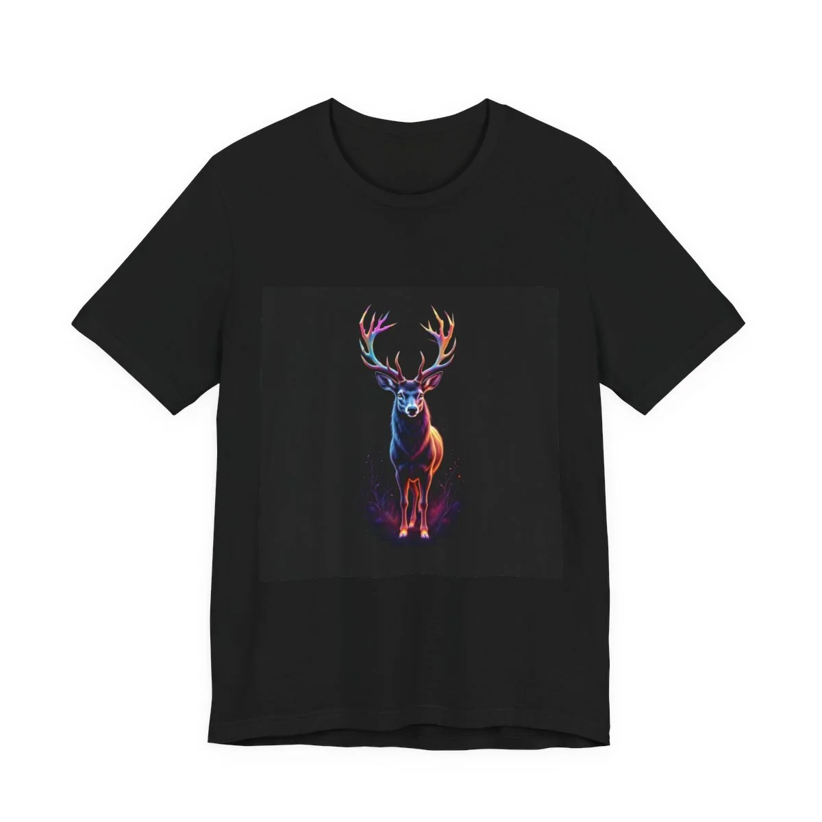 Magical deer with crystal antlers reflecting rainbow prisms