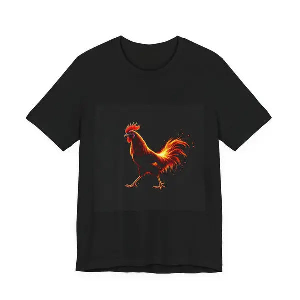 Fierce rooster with feathers made of flames, fire warrior