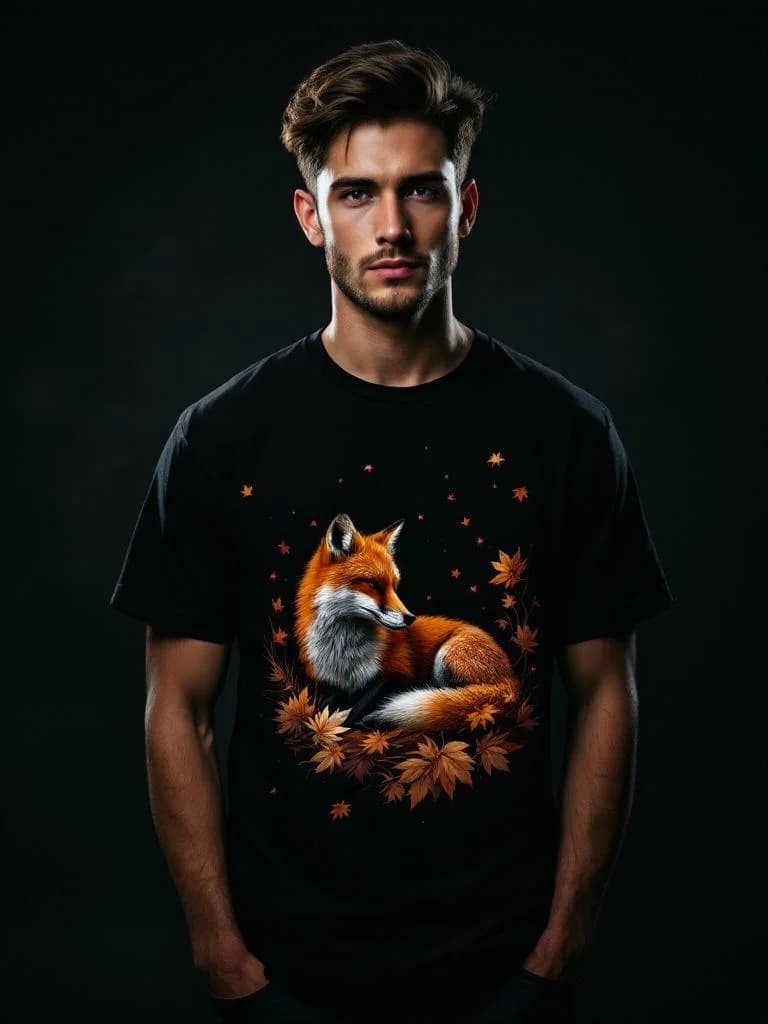 Red fox sleeping in autumn leaves, warm fall colors