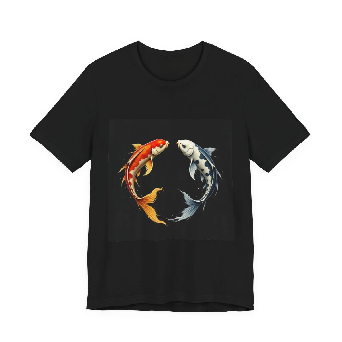 Two koi fish in yin yang formation, gold and silver, Japanese ink
