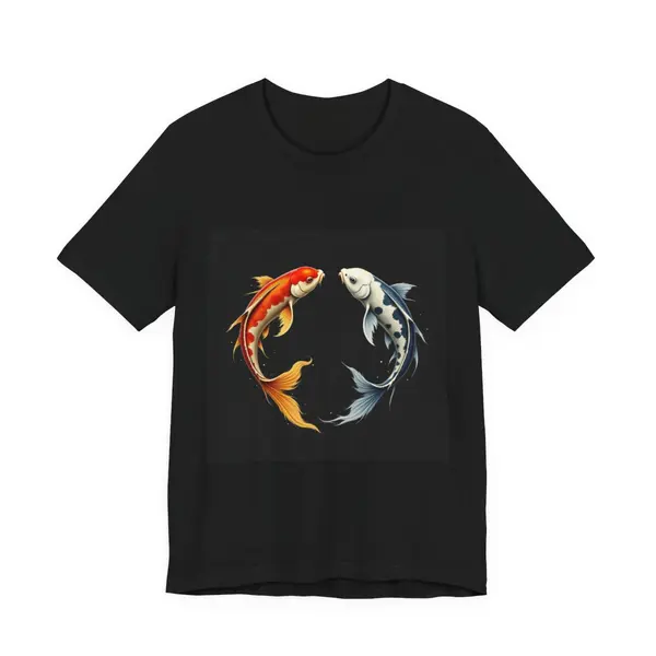 Two koi fish in yin yang formation, gold and silver, Japanese ink