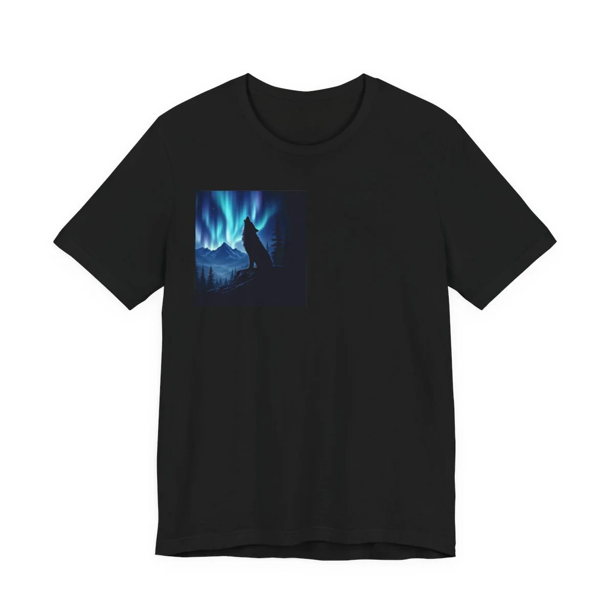 Wolf howling with northern lights aurora background