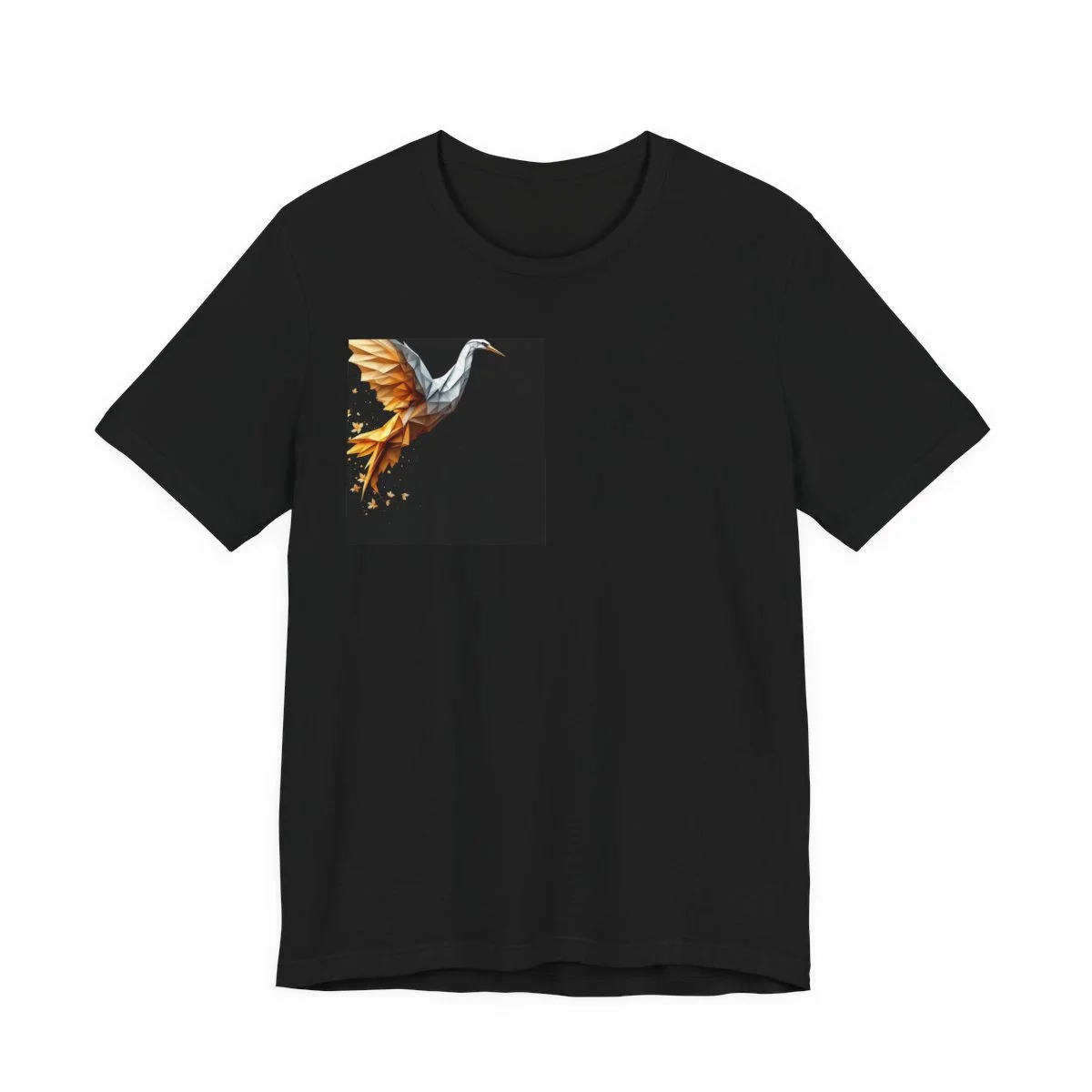 Origami crane transforming into real bird, geometric