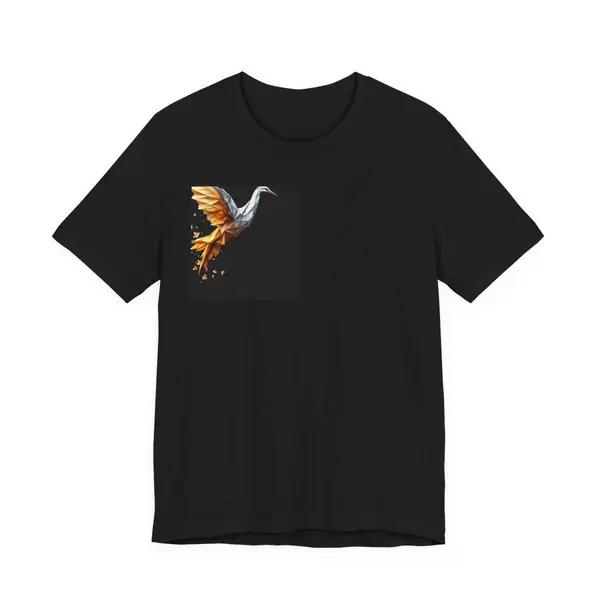 Origami crane transforming into real bird, geometric