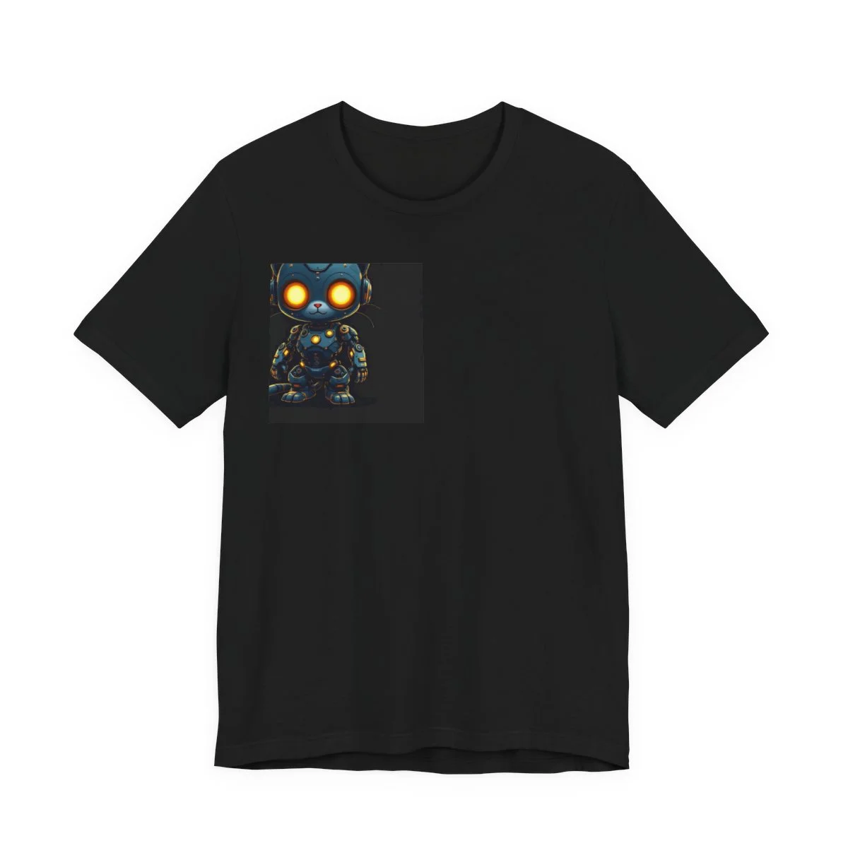 Cute robot cat with glowing eyes, kawaii steampunk