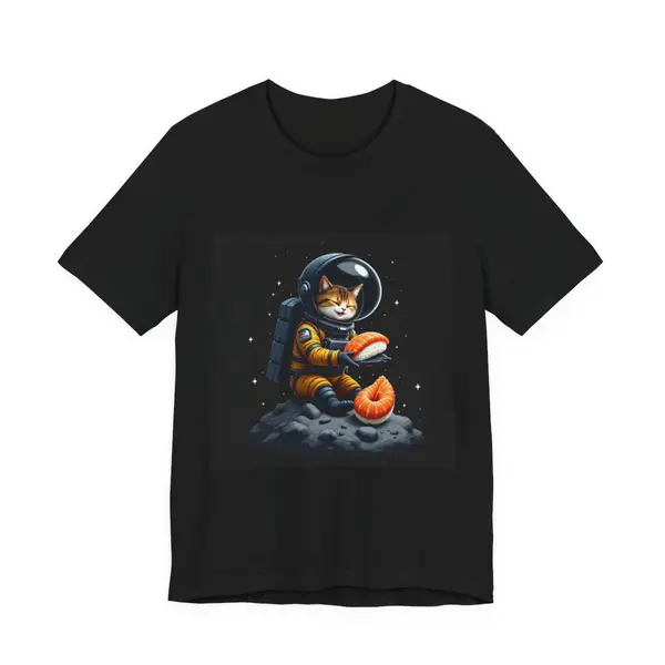 Cat astronaut on the moon eating sushi, kawaii space food