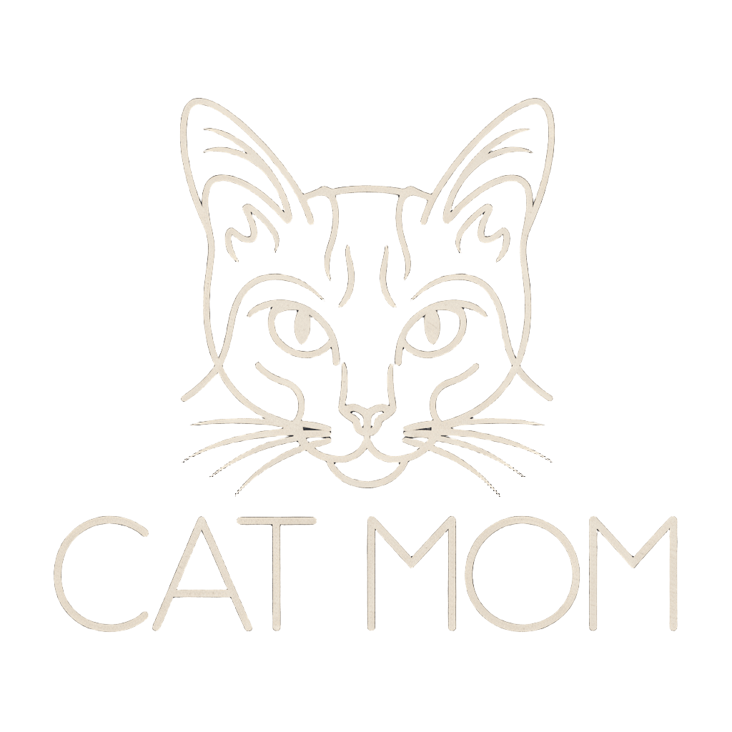 minimalist line art of cat face with text "CAT MOM" elegant modern design, on black background, t-shirt graphic