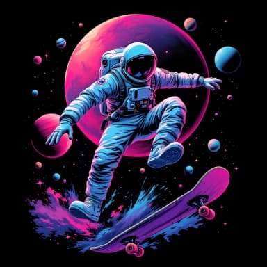 "astronaut skateboarding in space"