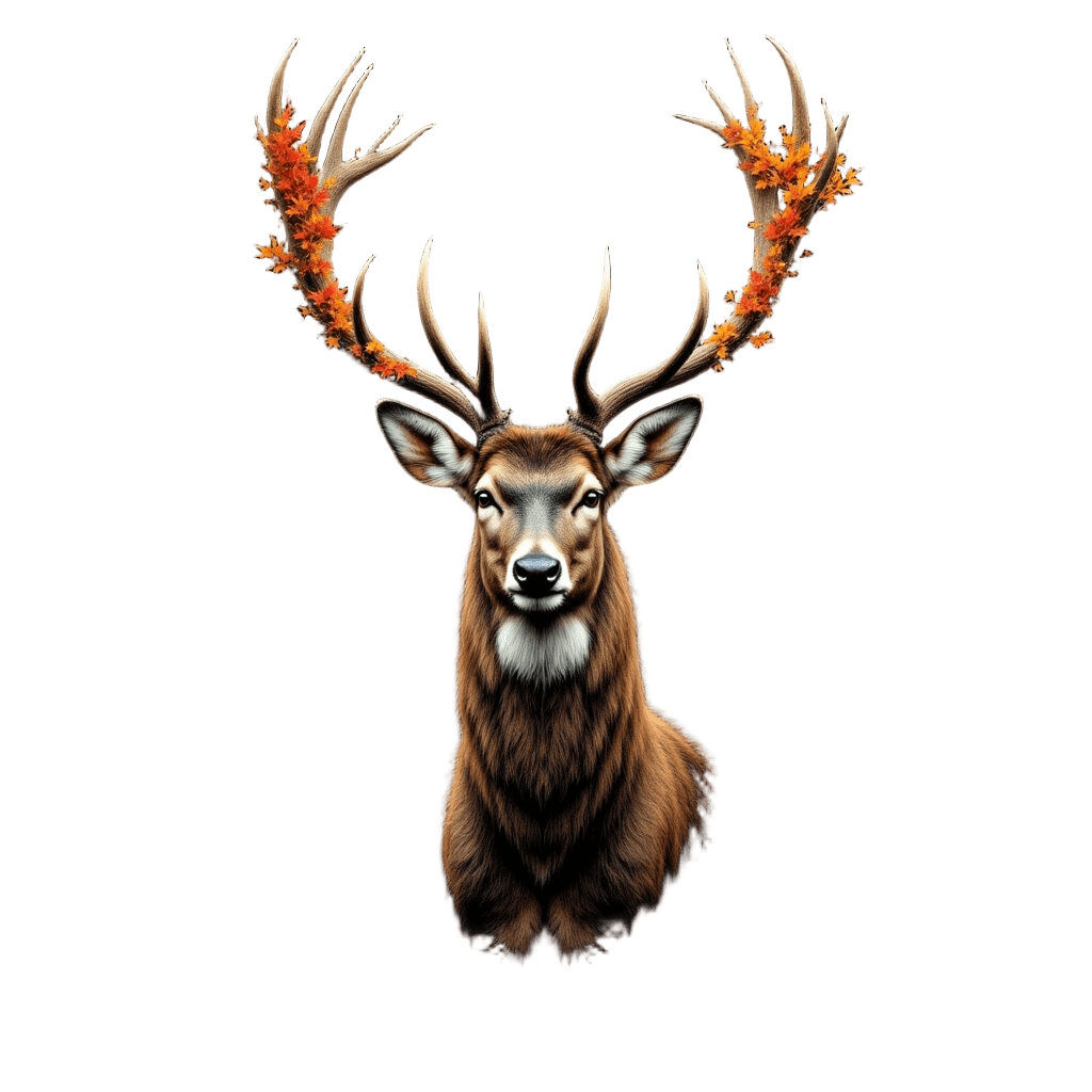 Deer with Antlers Made of Autumn Trees