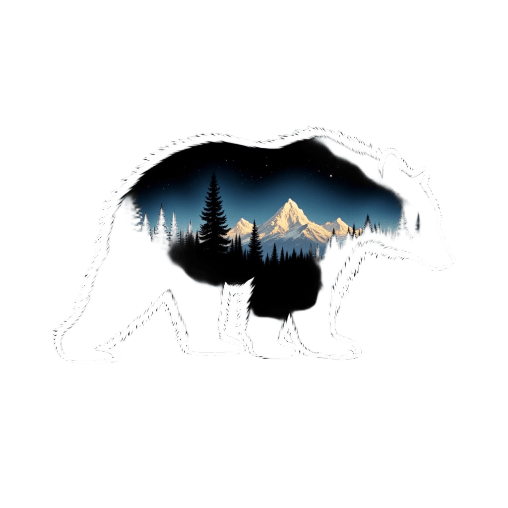 Mountain Landscape Inside Bear Silhouette