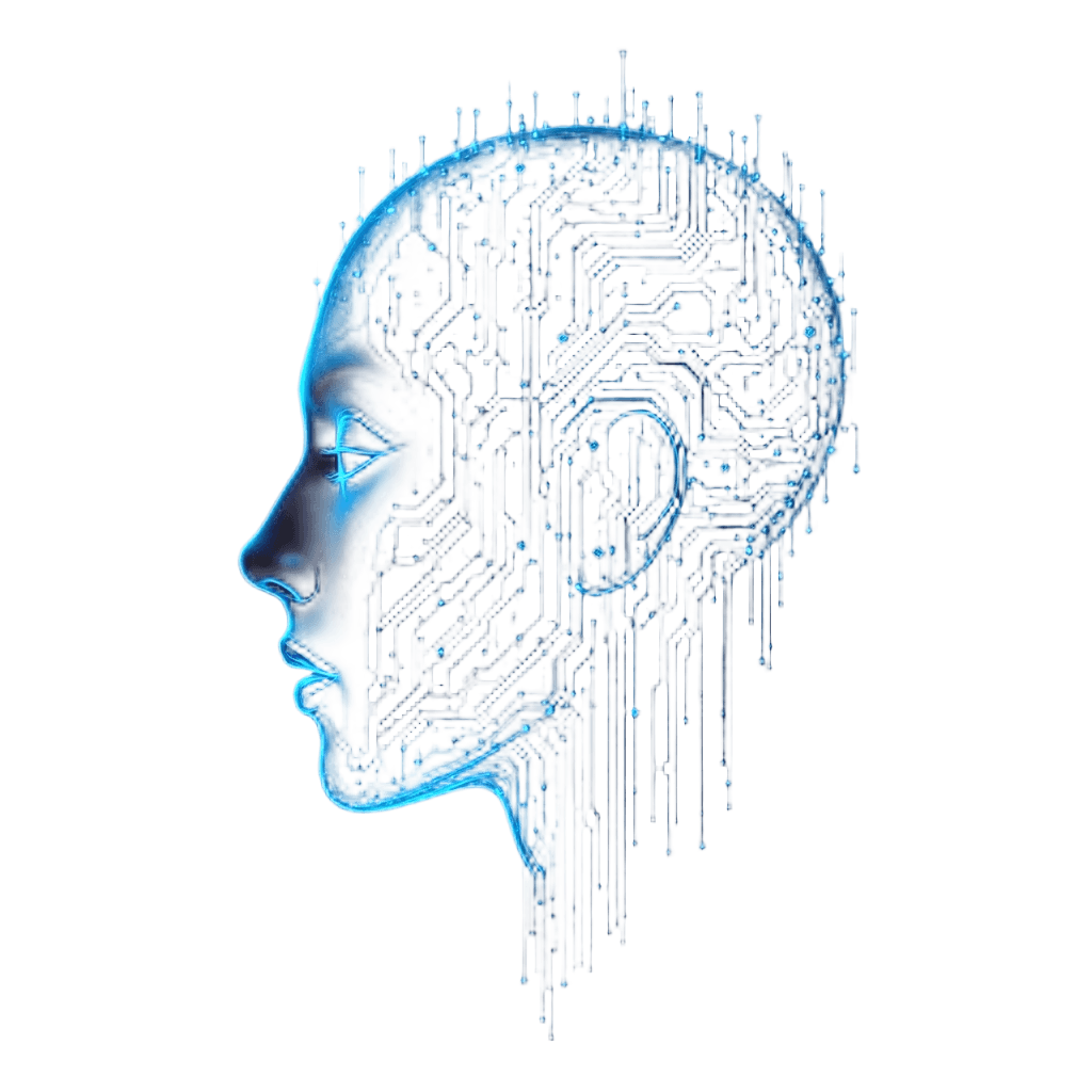 Robot Head Made of Circuit Boards and Code