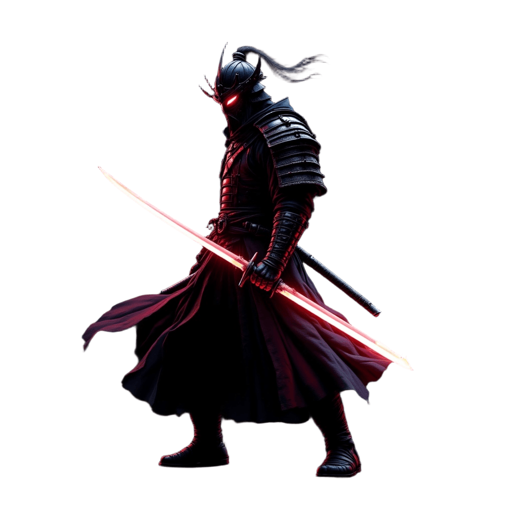 Samurai Warrior Holding Glowing Gaming Sword