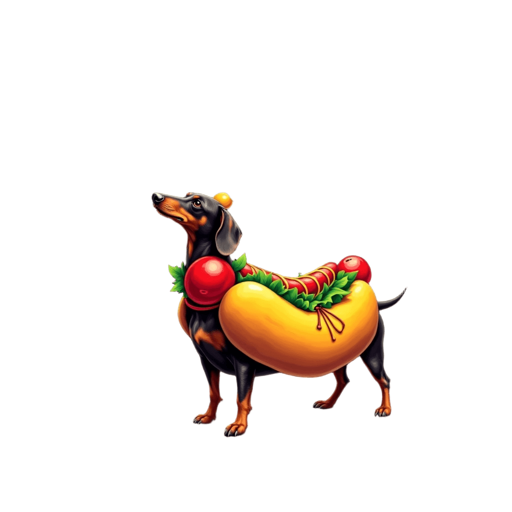 Dachshund Dressed As Hot Dog