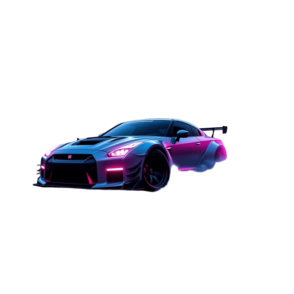 Jdm Sports Car Drifting with Neon Underglow