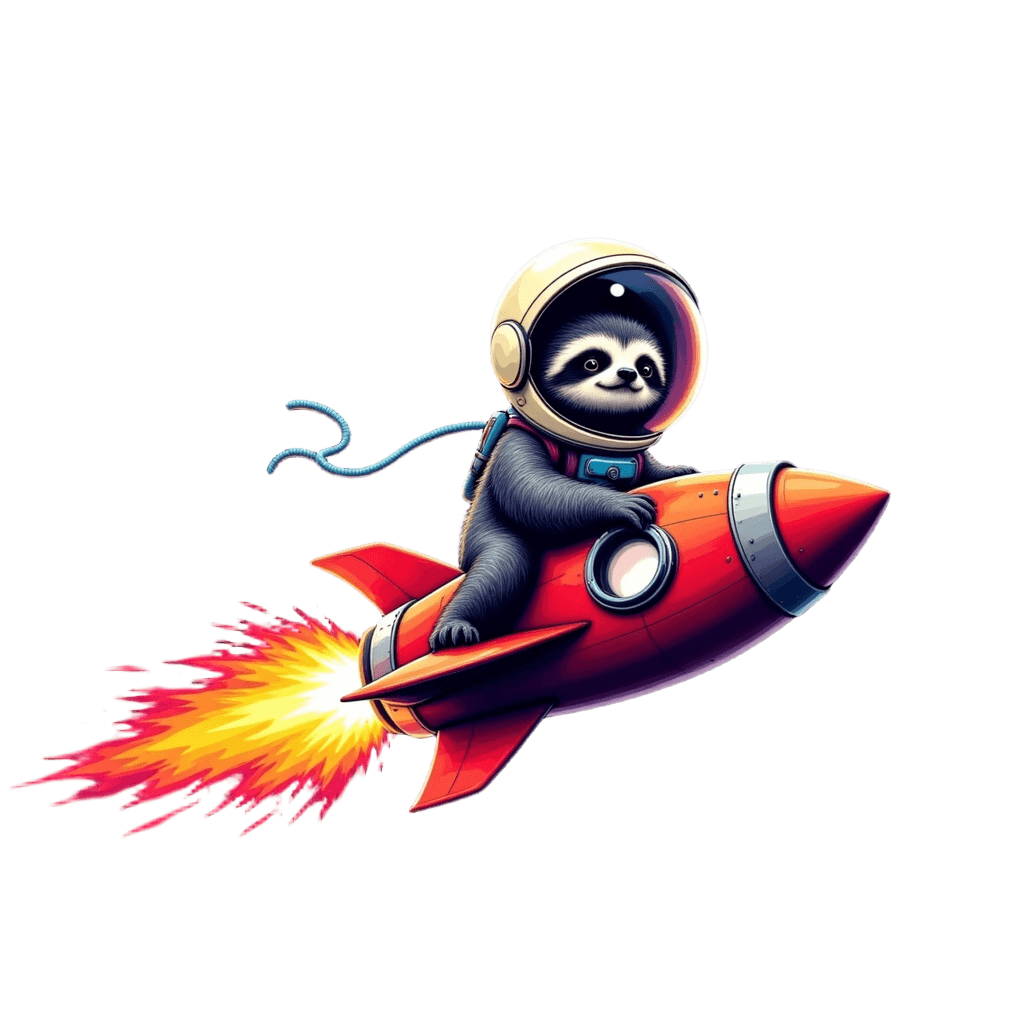 Sloth Riding Rocket Ship Through Space