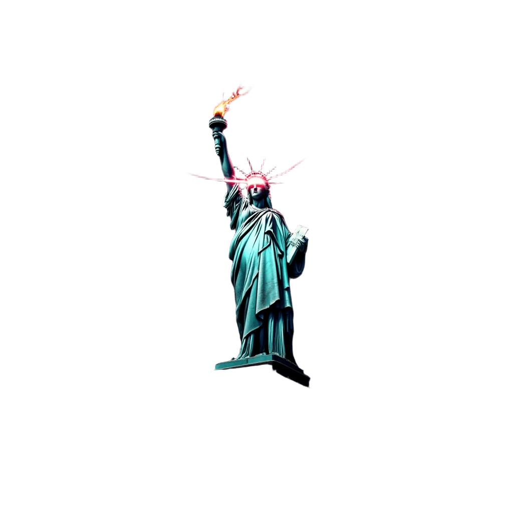 Statue of Liberty As Superhero with Laser Eyes