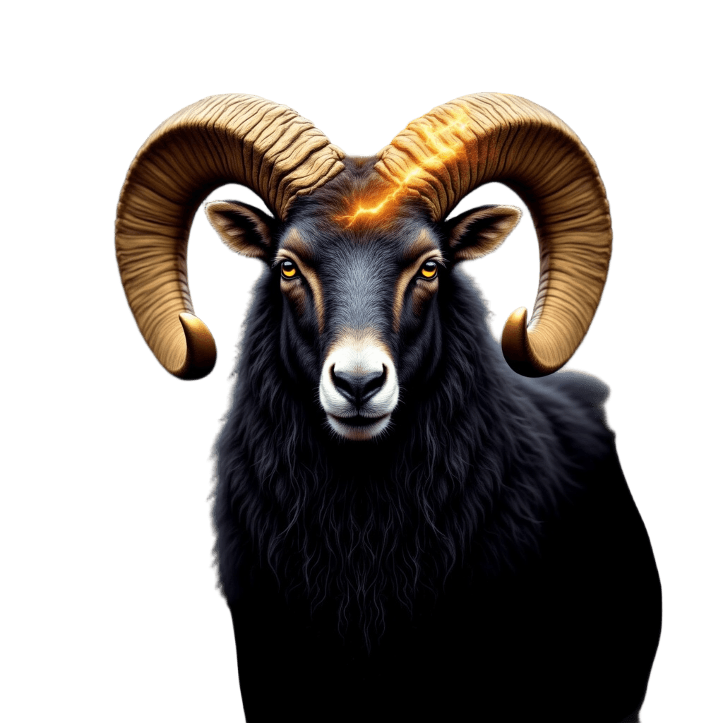 Aries Zodiac Ram with Golden Horns and Cosmic Nebula