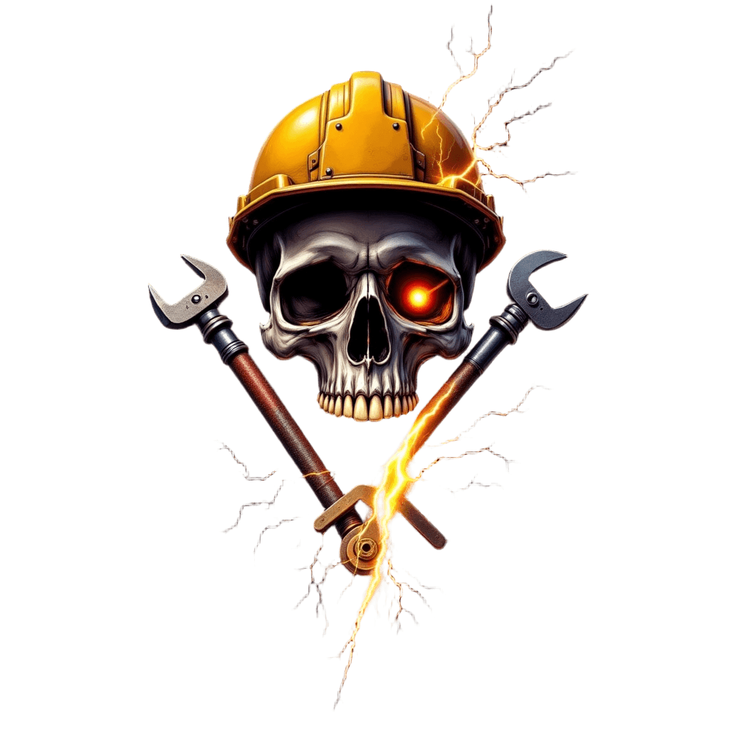 Electrician Skull with Lightning Bolt and Tools