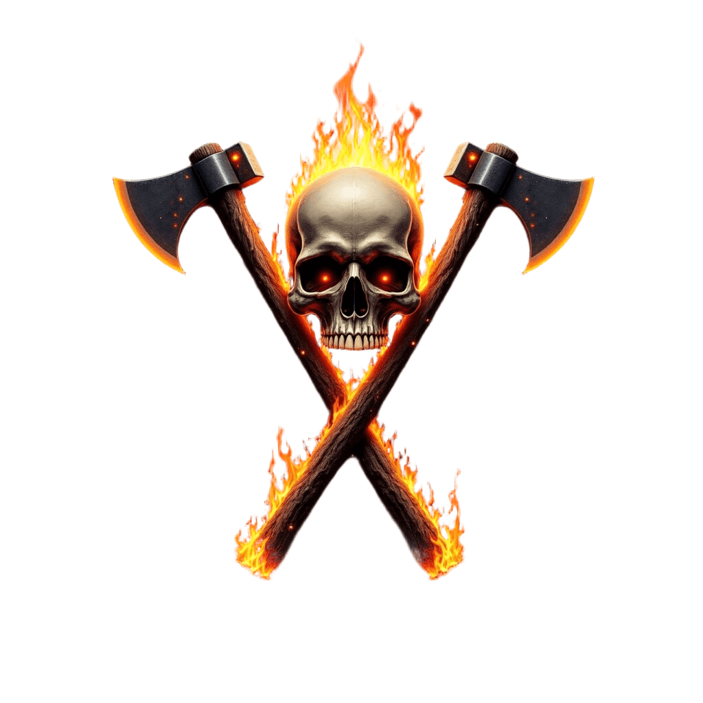 Firefighter Skull with Crossed Axes and Flames