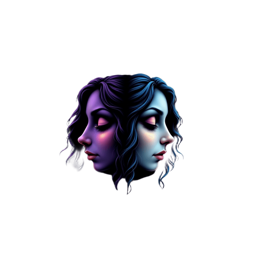 Gemini Zodiac Twin Faces with Cosmic Duality