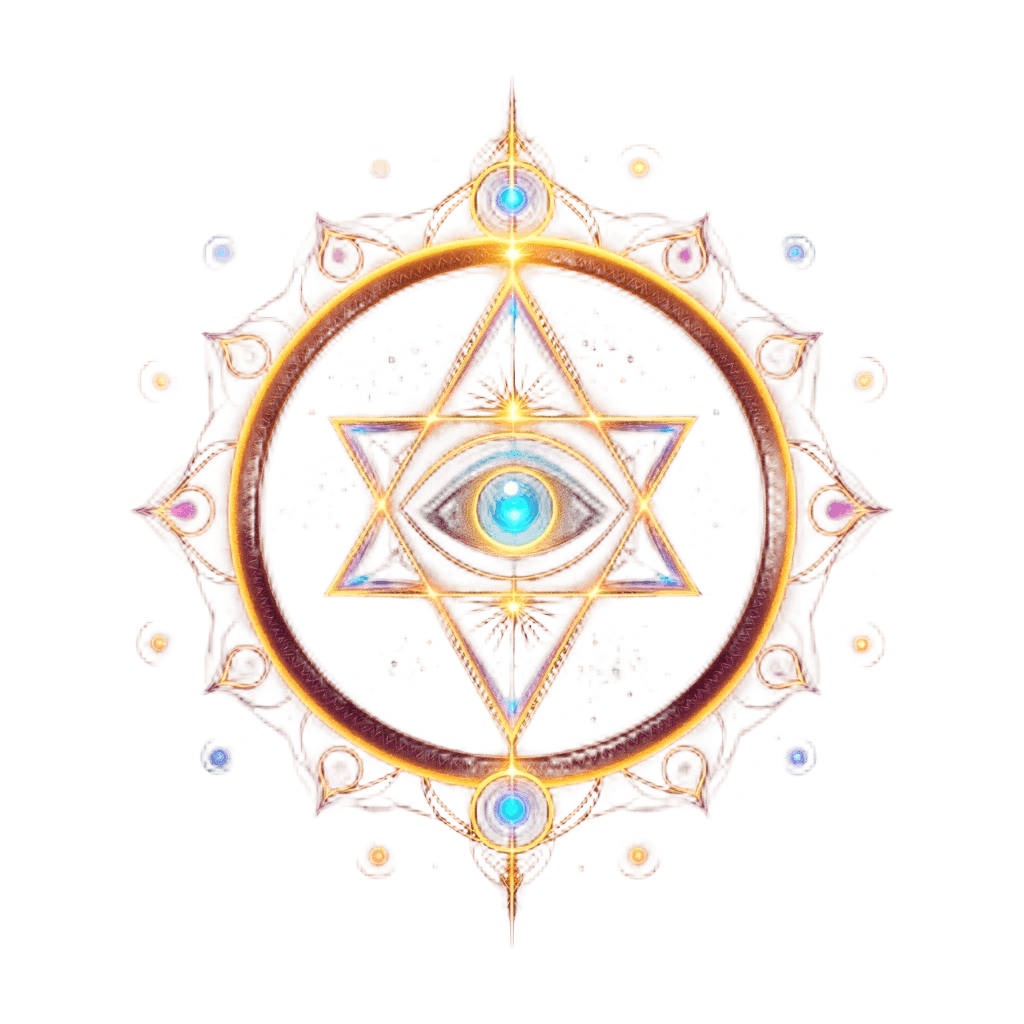 Sacred Geometry Mandala with Cosmic Colors and Third Eye