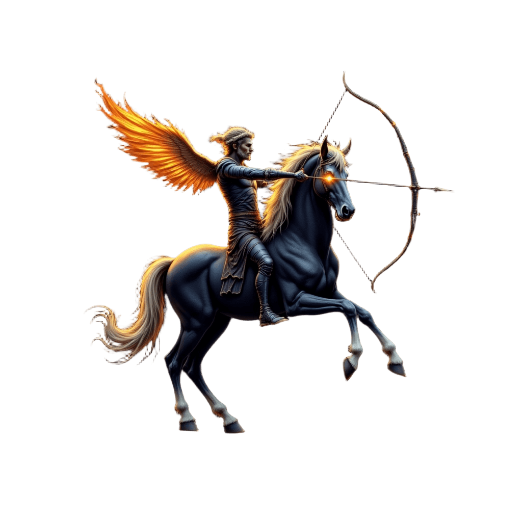 Sagittarius Zodiac Centaur Archer with Flaming Arrow