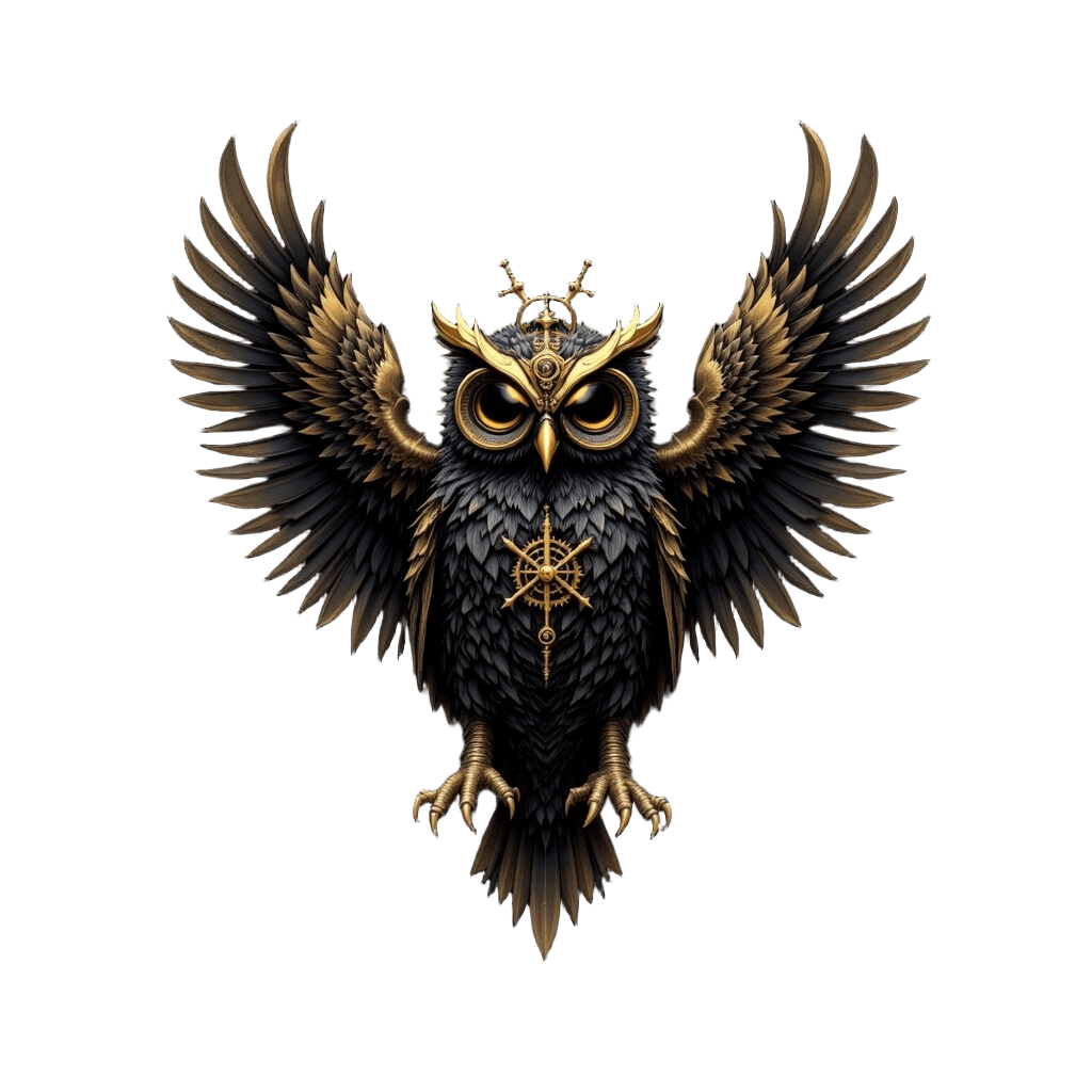 Steampunk Owl with Brass Gears and Clockwork Wings