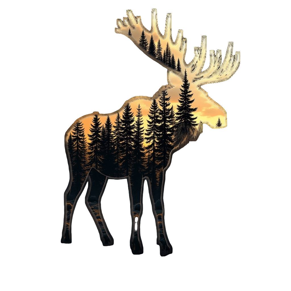 Buck Deer with Antlers in Foggy Forest