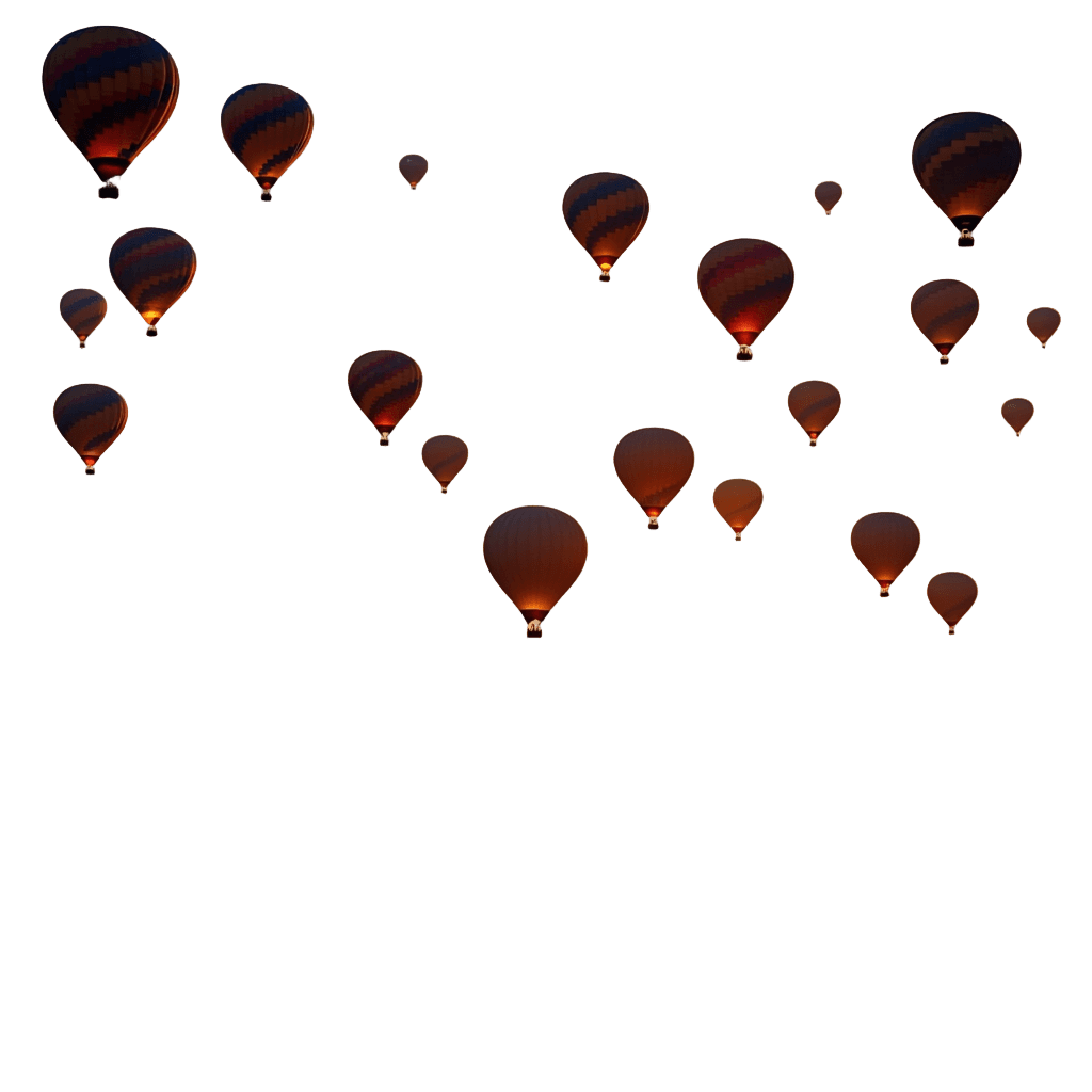 Hot Air Balloons Over Ancient Temple Ruins at Golden Hour