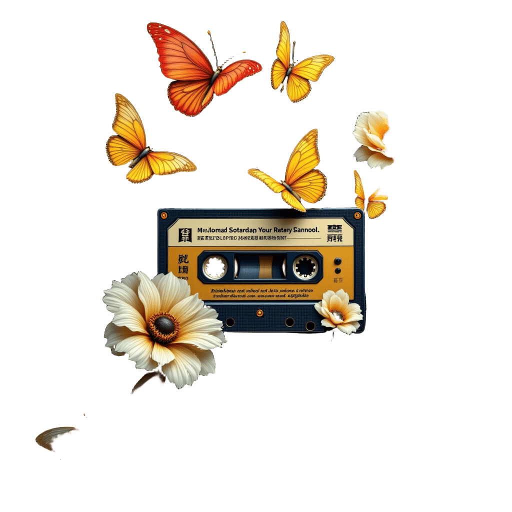 Cassette Tape with Flowers Growing From the Ribbon