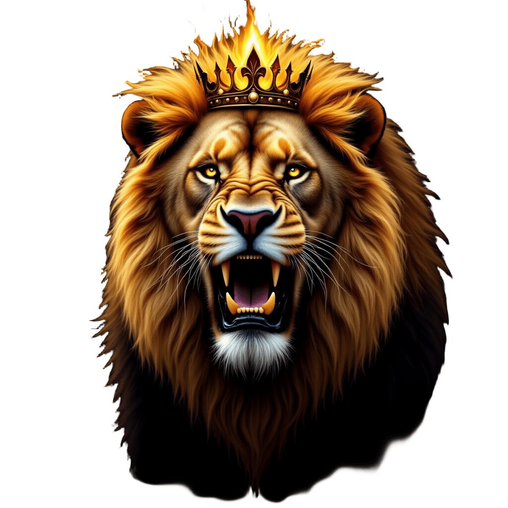 Roaring Lion with Crown of Golden Cosmic Energy