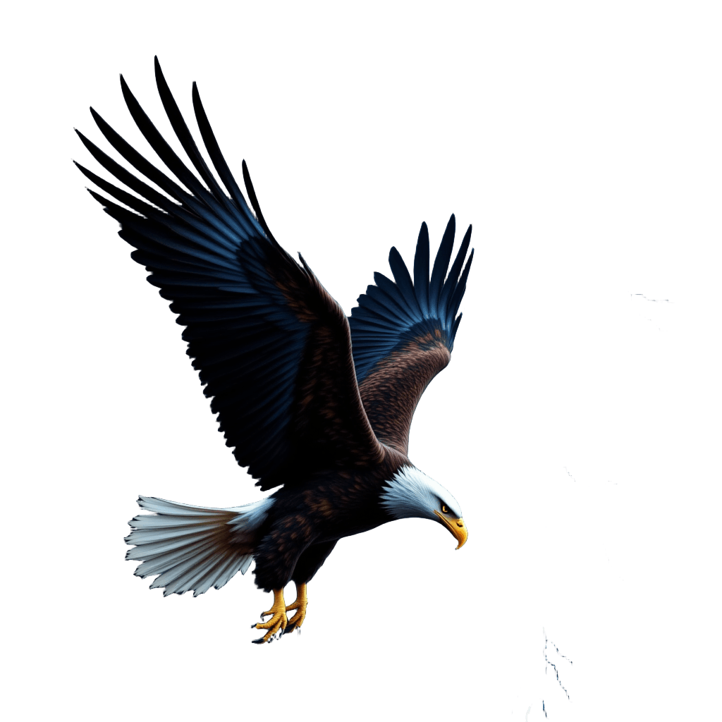 Eagle Soaring Through Thunderstorm with Lightning on Wings