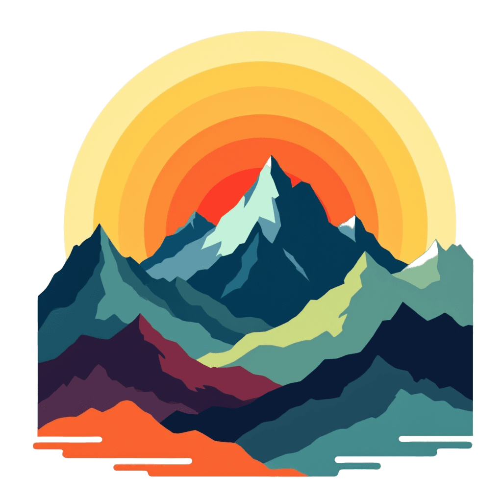Geometric Mountain Landscape with Sun Circles