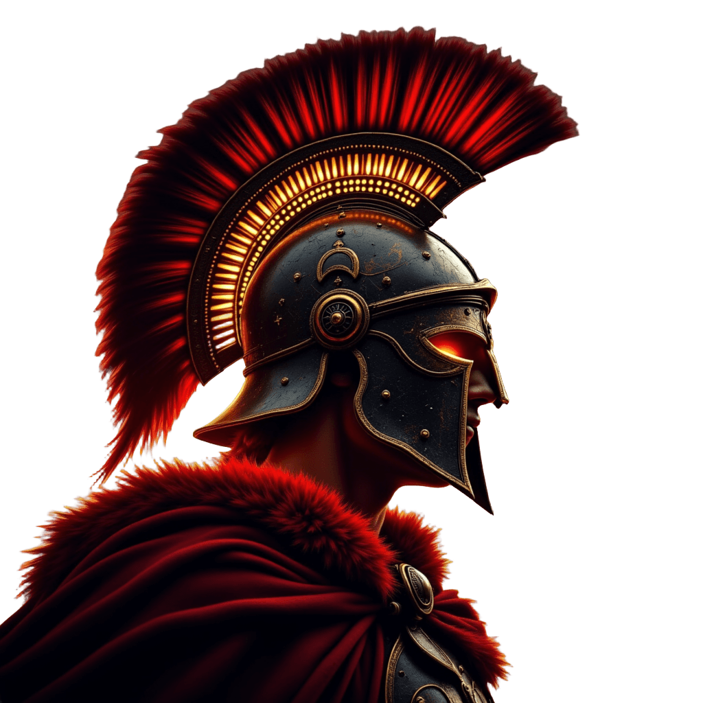 Gladiator Helmet with Laurel Wreath in Flames of Glory