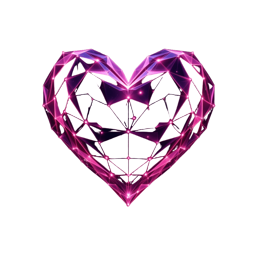 Wireframe Heart Made of Geometric Triangles