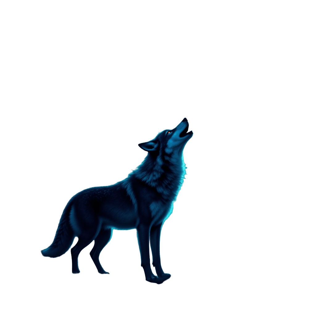 Wolf Howling with Musical Notes Forming Aurora Borealis