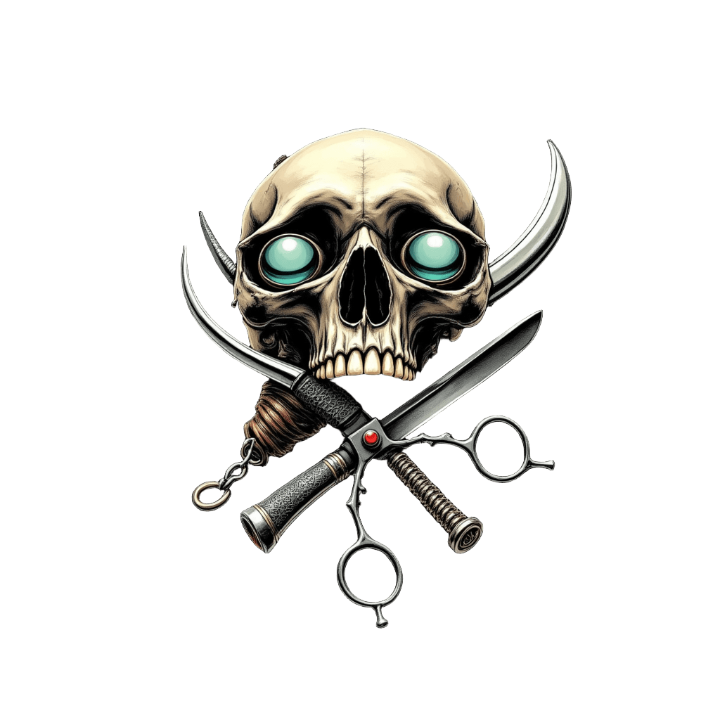 Barber Skull with Straight Razor