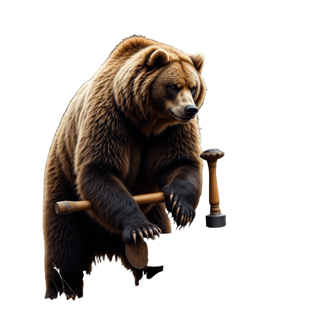 Carpenter Bear Building a Log Cabin