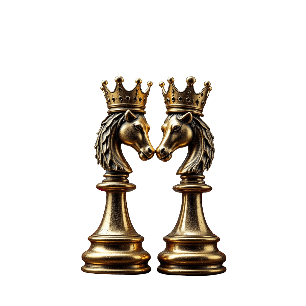 King and Queen Chess Pieces with Crowns and Roses