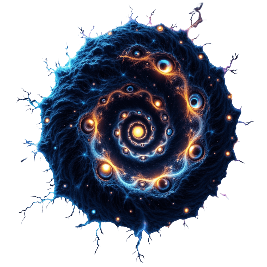 Fractal Spiral Galaxy with Eyes and Impossible Shapes