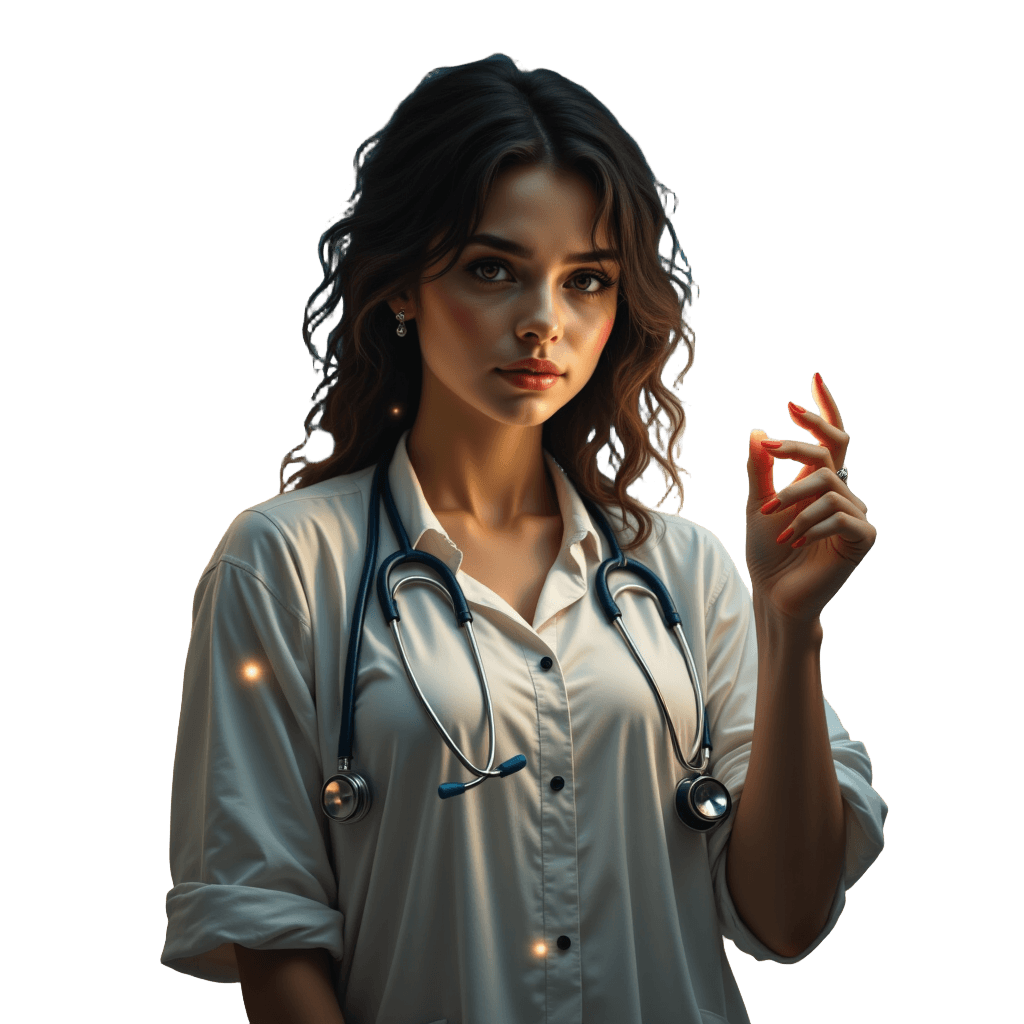 Nurse Angel Wings with Stethoscope and Healing Light