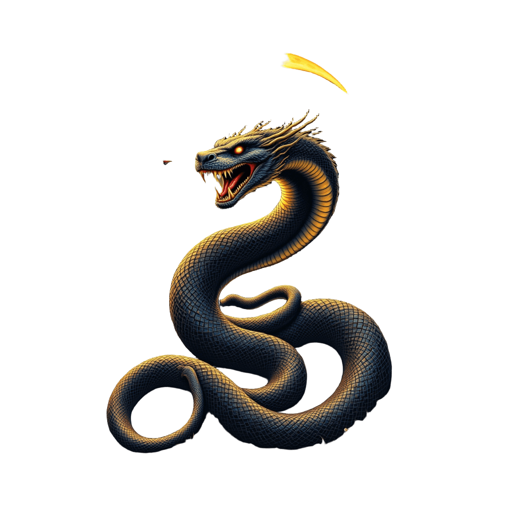 Ouroboros Snake Around Psychedelic Sun and Moon