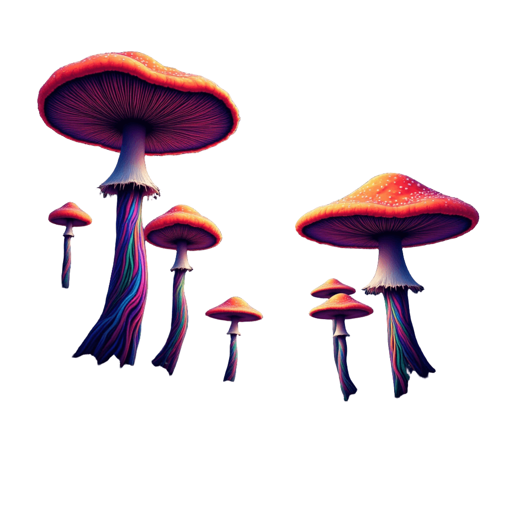 Psychedelic Mushroom Forest with Fractal Trees