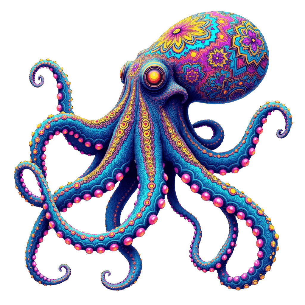 Psychedelic Octopus with Mandala Tentacles