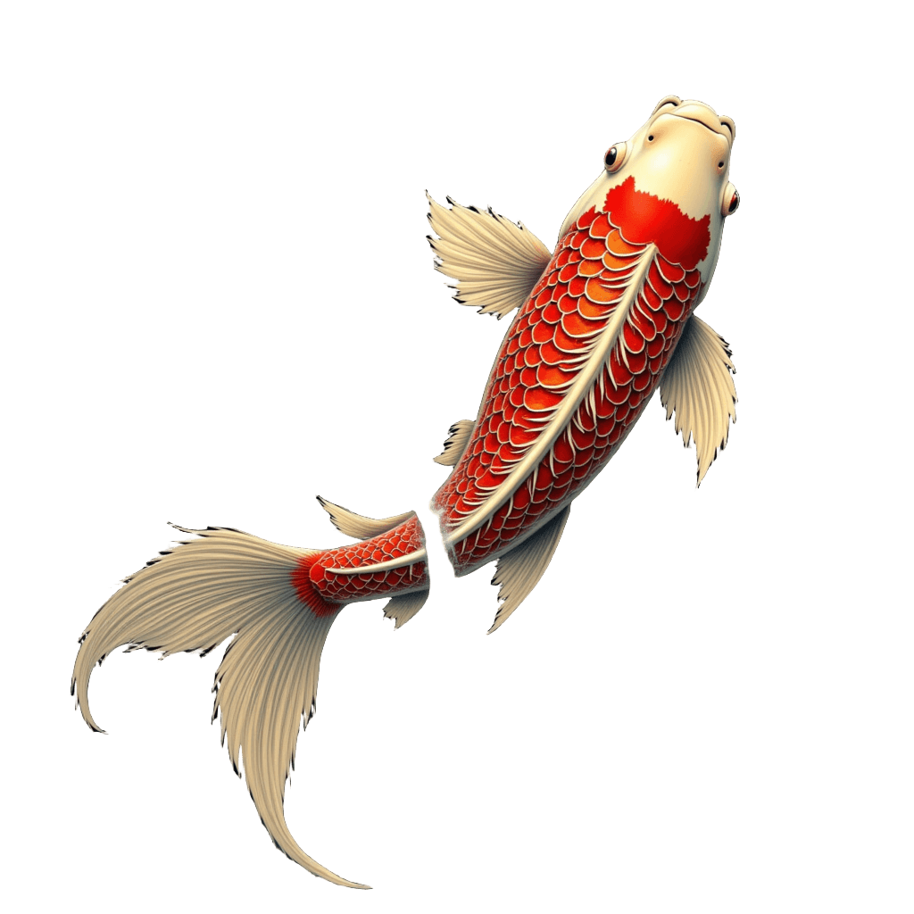 Japanese Tattoo Koi Swimming Upstream Through Waterfall