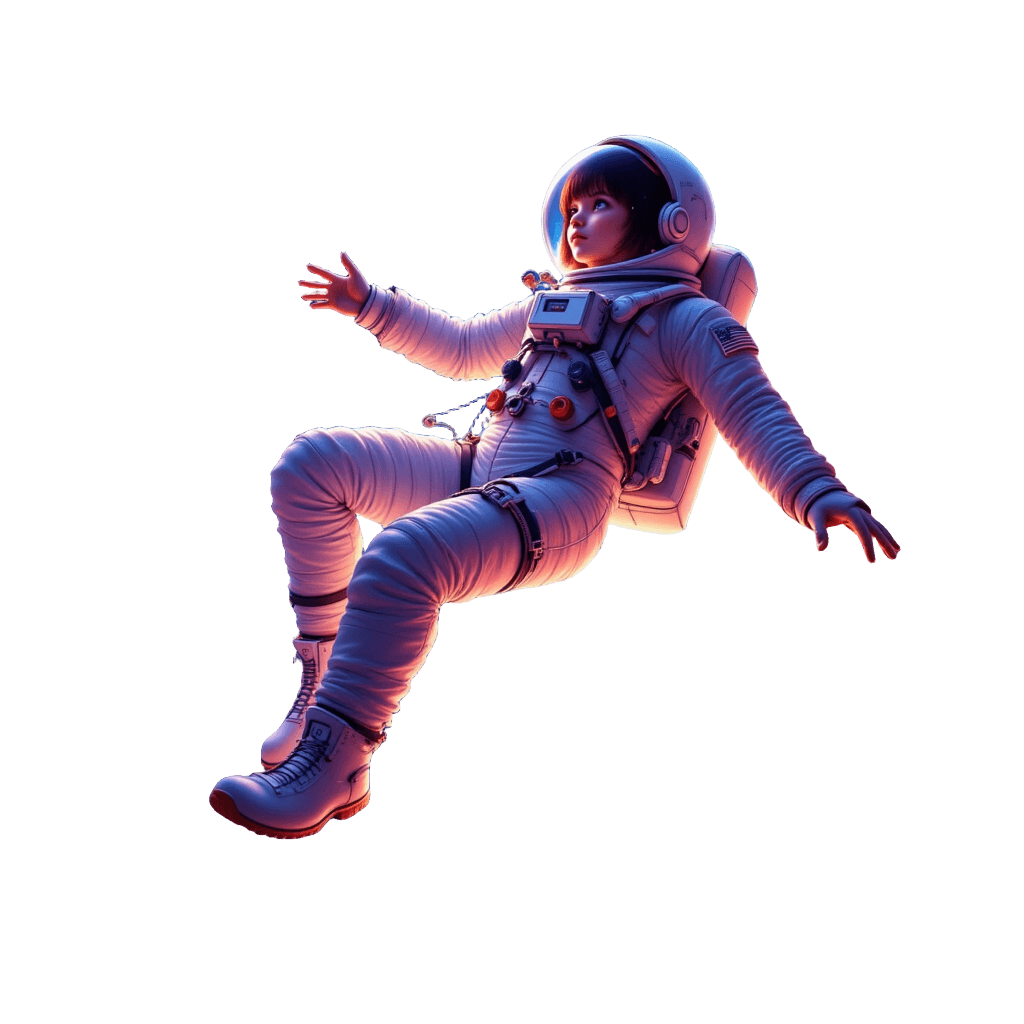 Anime Astronaut Girl in Colorful Nebula