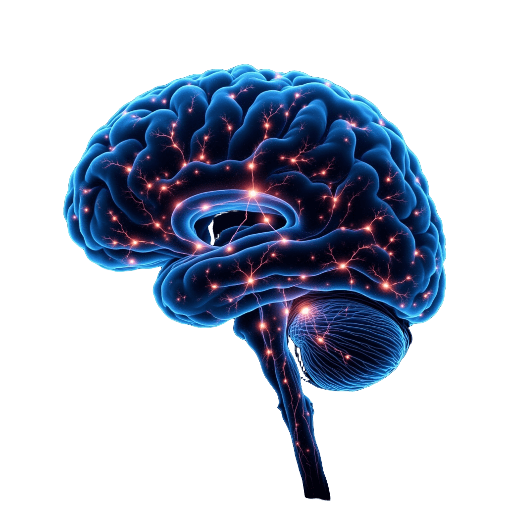 Brain with Neural Networks Glowing Like City Lights