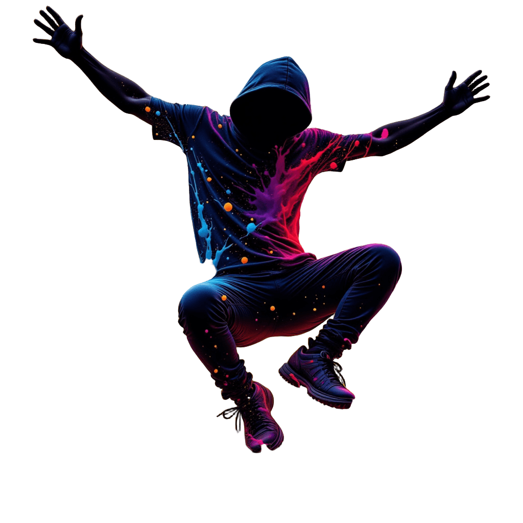 Breakdancer Silhouette with Paint Explosion