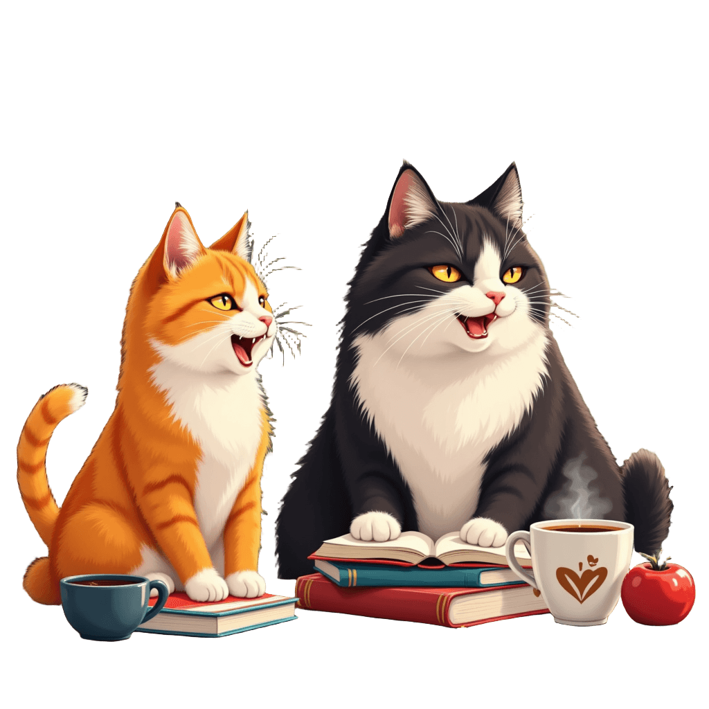 Cute Anime Cat Cafe with Cats and Coffee